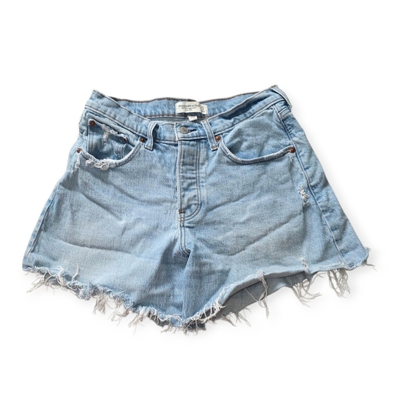 Abercrombie & Fitch The 90s Baggy Shorts, Curve Love Button Fly, Size 27 / 4 - Picture 1 of 9